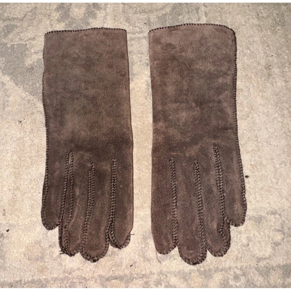 Aris 115 Brown‎ Womens Sz. Small Suede Leather Hand Gloves Fully Lined